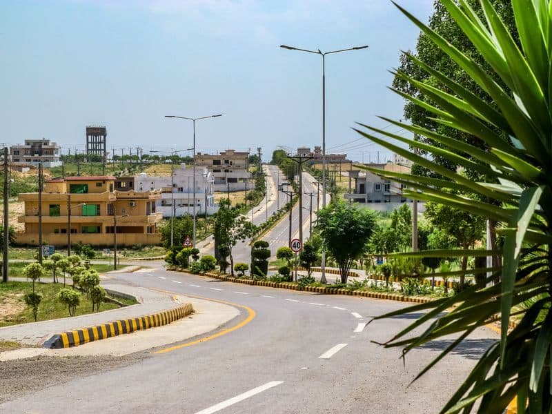 Fazaia Housing Scheme Lahore — a residential street in the developed section of Phase 1